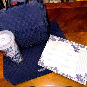 Rare Vera Bradley lunch tote set in classic navy print.